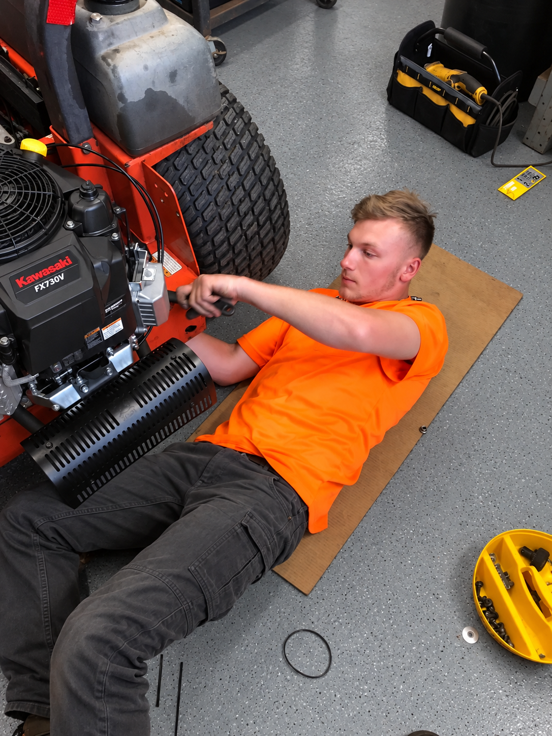 Terranova mechanic working on equipment in the shop